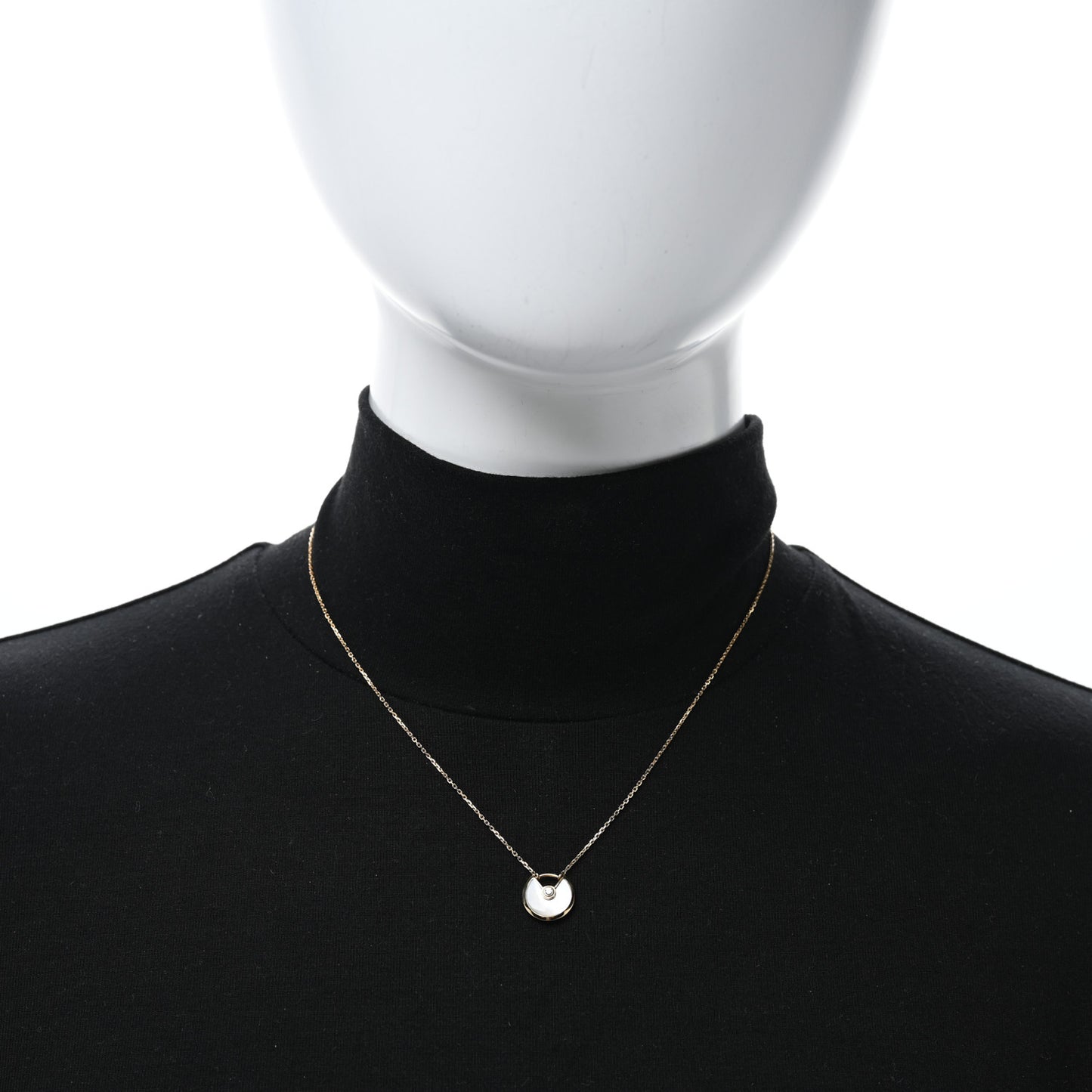 18K Yellow Gold Diamond Mother of Pearl XS Amulette de Cartier Pendant Necklace