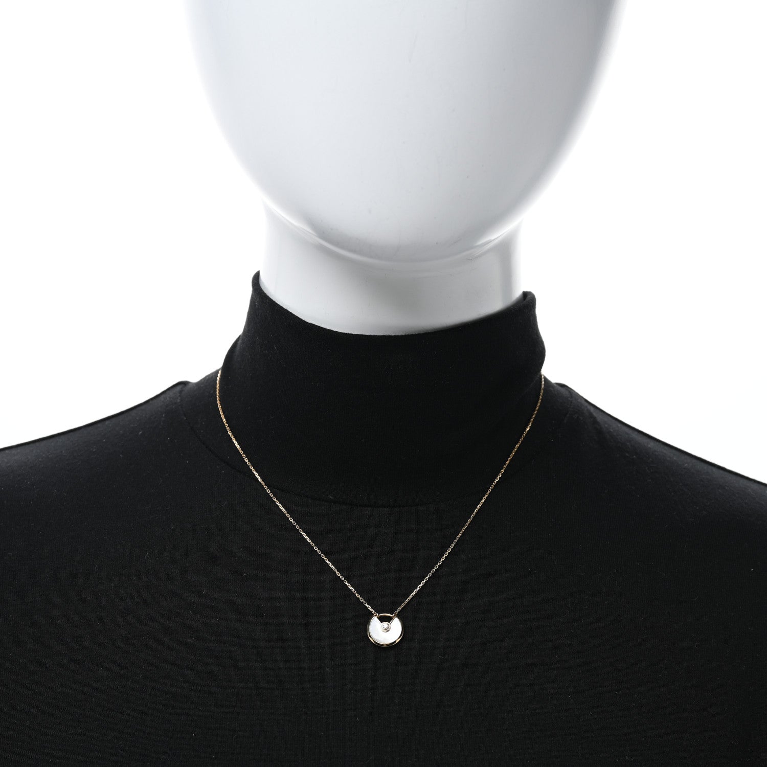 Cartier 18K Yellow Gold Diamond Mother of Pearl XS Amulette de Cartier Pendant Necklace 2 of 4