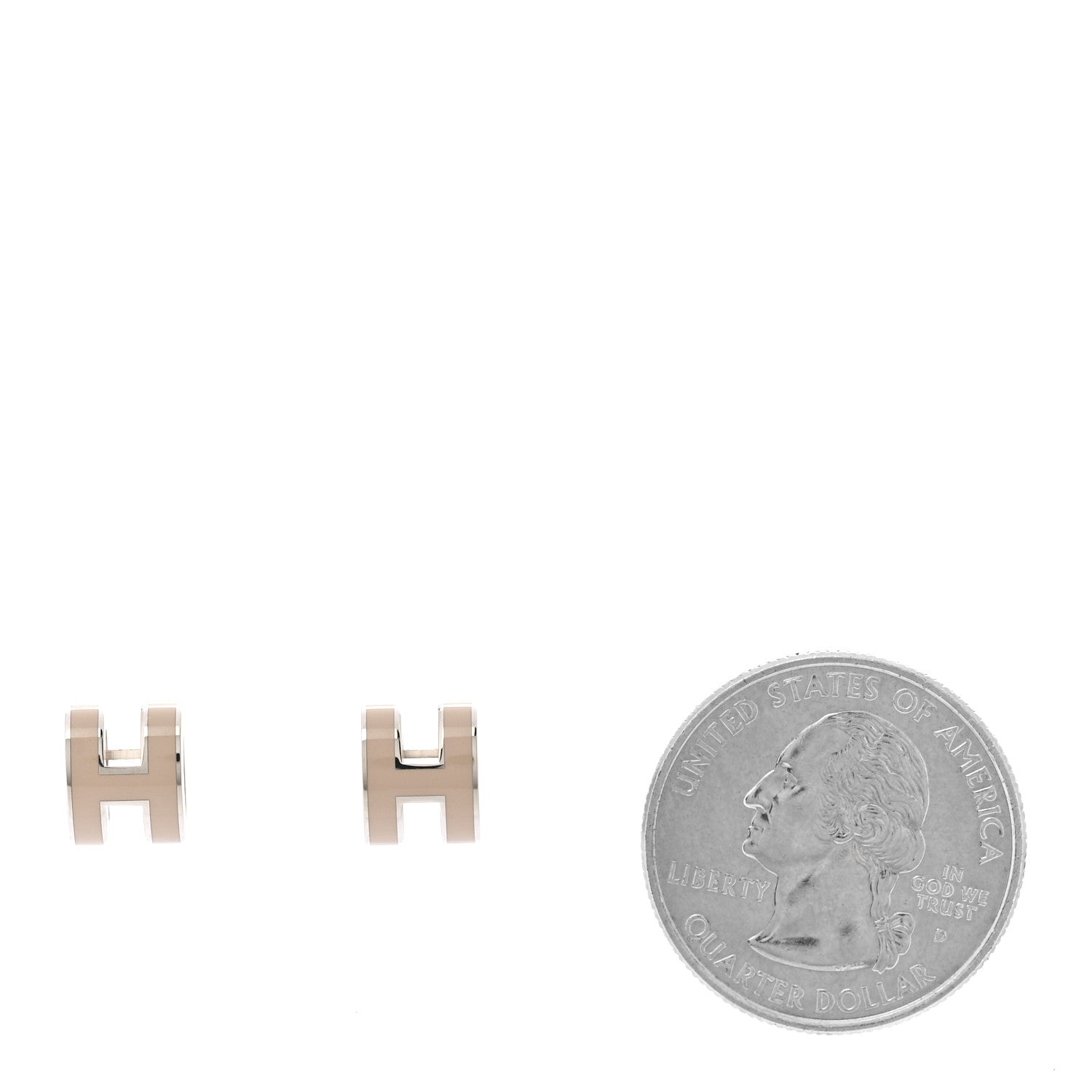 Hermes Palladium Lacquered Mini Pop H Earrings Marron Glace 2 of 4