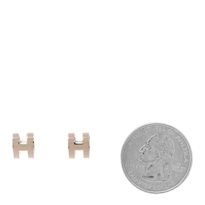 Hermes Palladium Lacquered Mini Pop H Earrings Marron Glace 2 of 4
