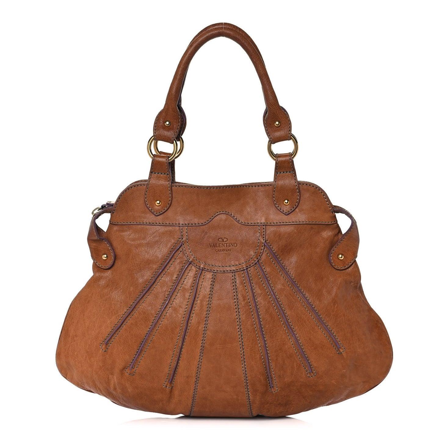 Calfskin Pleated Hobo Brown