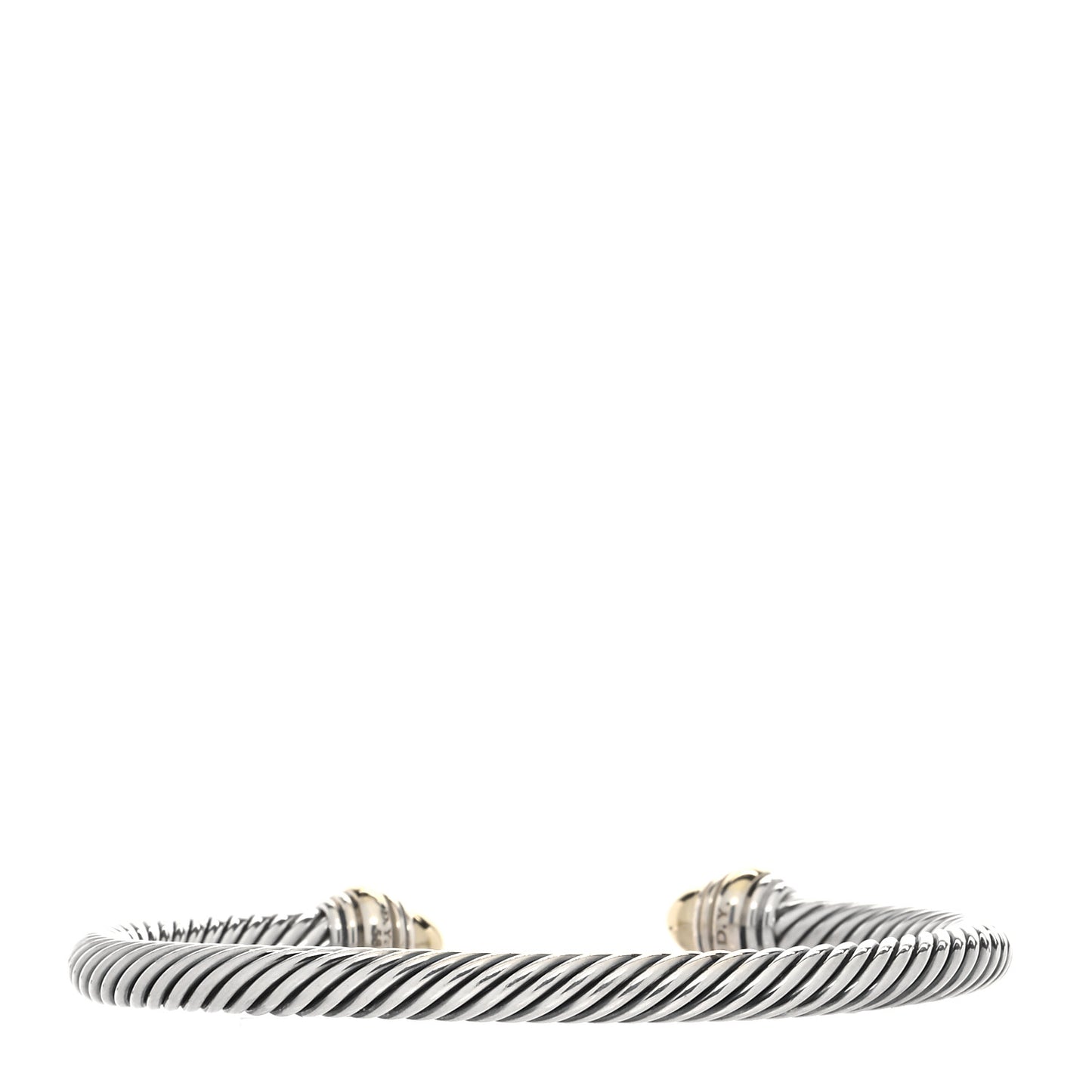 Sterling Silver 14K Yellow Gold 5mm Cable Classics Dome Bracelet