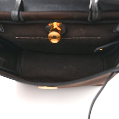 Hermes Military Toile Vache Hunter Herbag Zip Retourne 31 PM Black Ebene 6 of 10