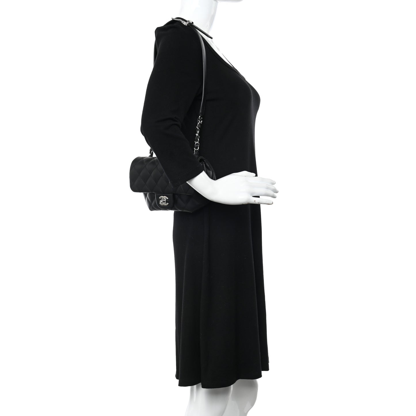 Calfskin Quilted CC Uniform Flap Belt Bag Black