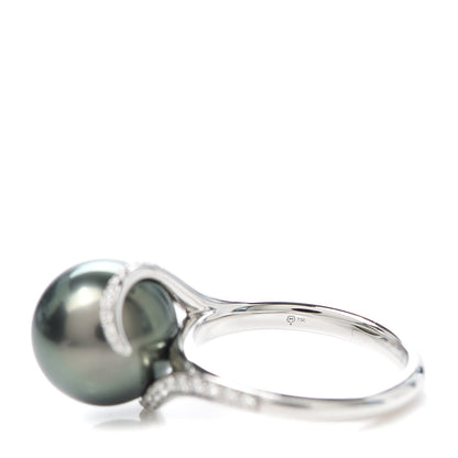 Mikimoto 18K White Gold Diamond Black South Sea Cultured Pearl 11.5mm Twist Ring 51 5.75 5 of 6