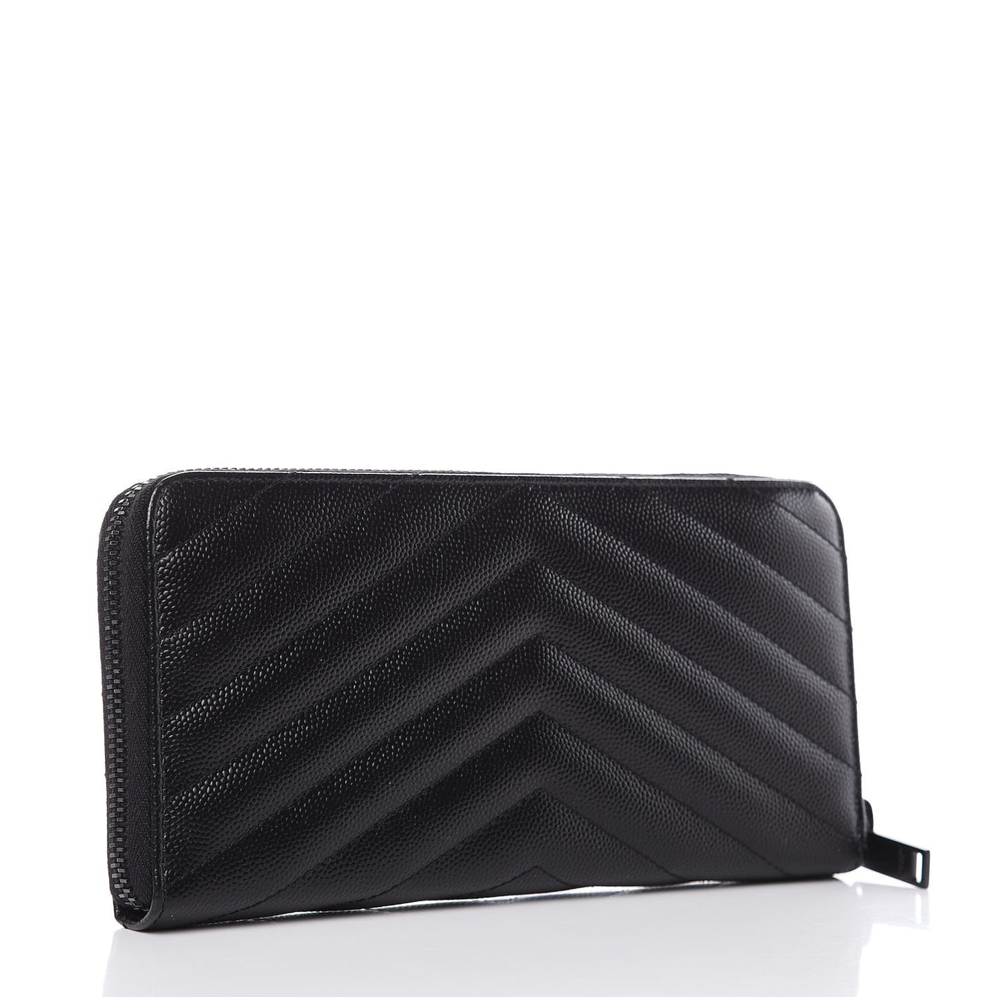 Grain De Poudre Matelasse Chevron Monogram Zip Around Wallet Black