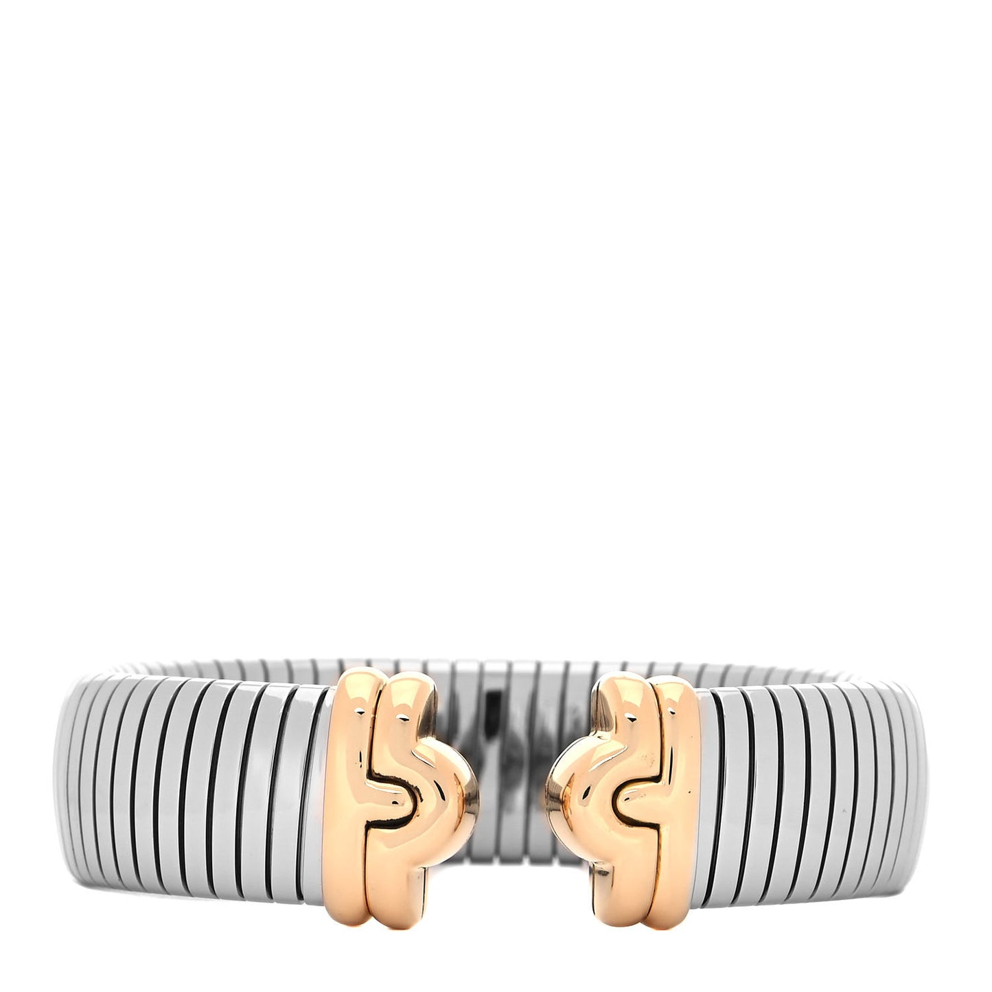 Stainless Steel 18K Yellow Gold Wide Tubogas Bracelet
