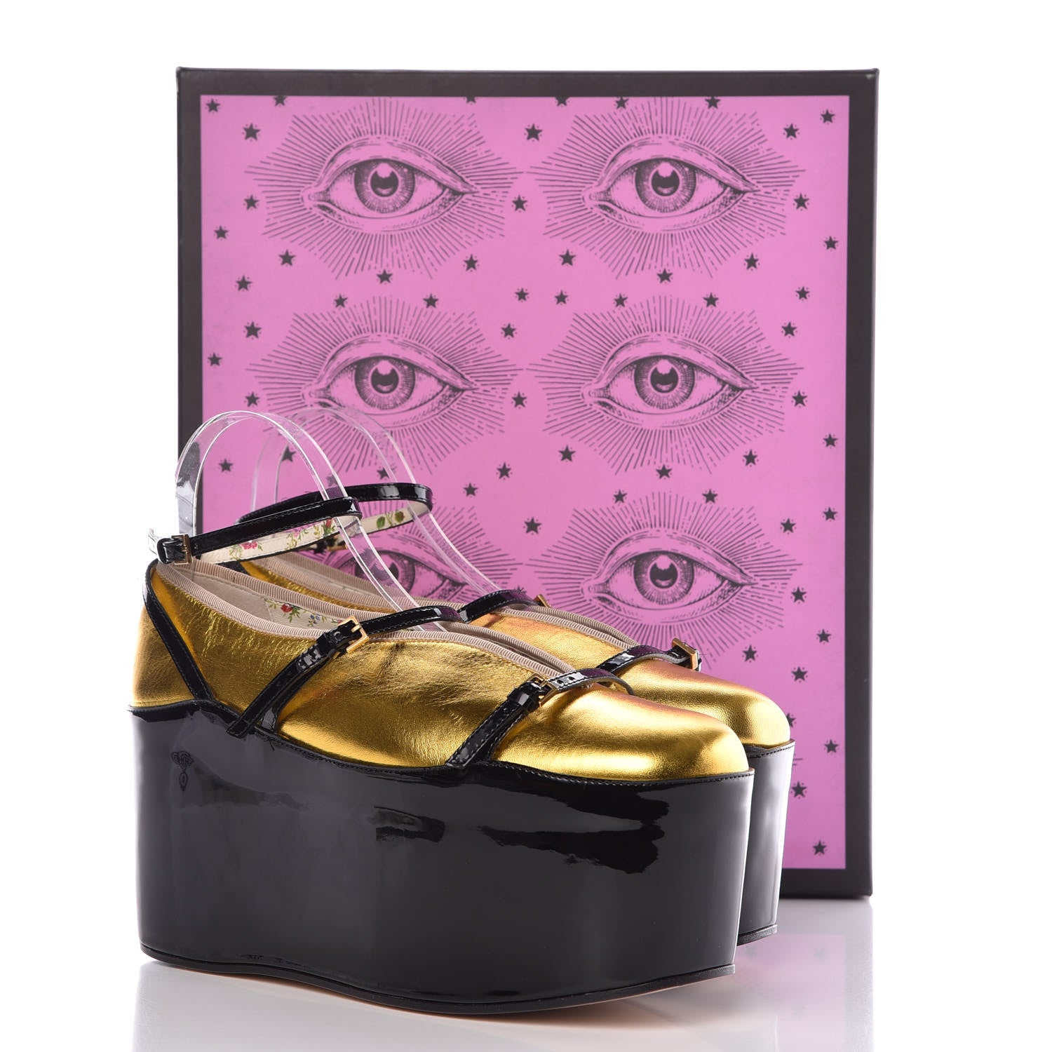 Gucci Metallic Nappa Patent Hannelore Detachable Platform Sandals 40 Gold 11 of 11