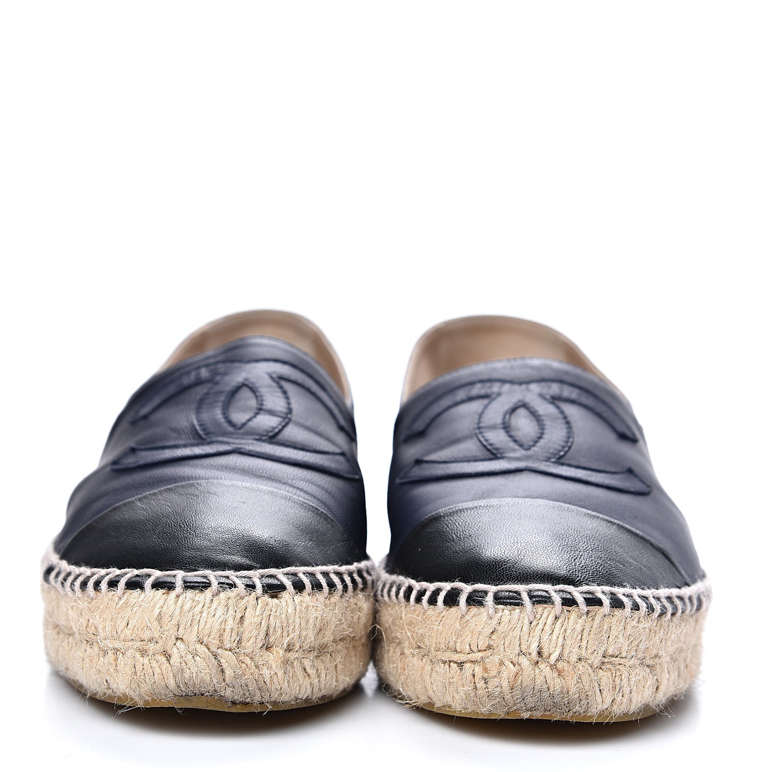 Chanel Lambskin CC Espadrilles 39 Navy Black 2 of 10