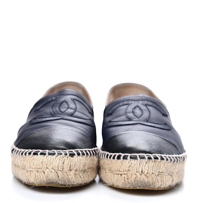 Chanel Lambskin CC Espadrilles 39 Navy Black 2 of 10