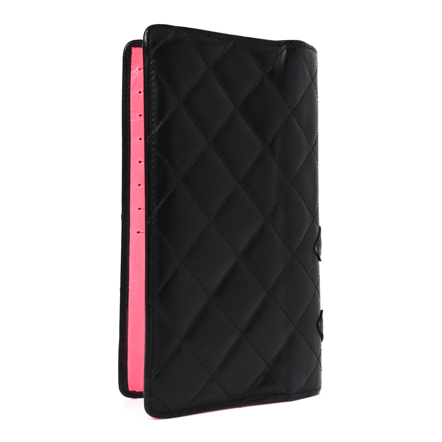 Calfskin Quilted Cambon Yen Wallet Black