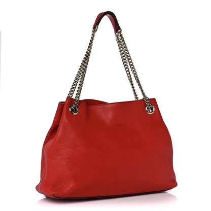 Gucci Pebbled Calfskin Medium Soho Chain Shoulder Bag Tabasco Red 3 of 9