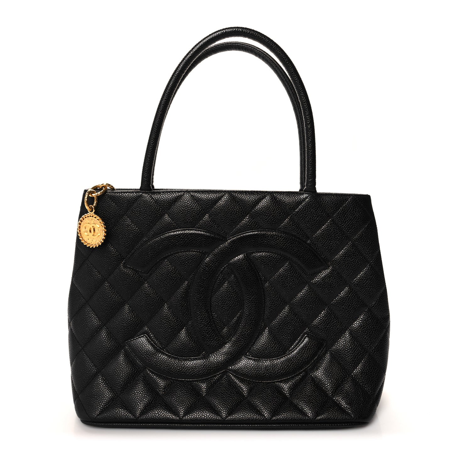 Caviar Quilted Medallion Tote Black