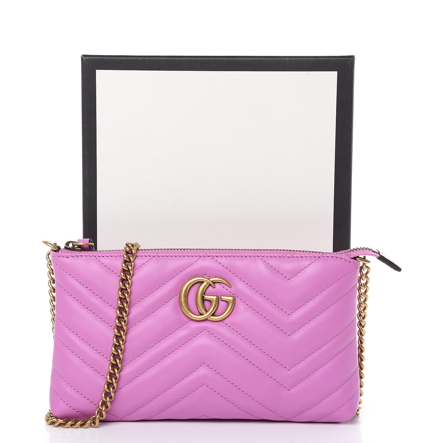 Gucci Calfskin Matelasse Mini GG Marmont Chain Bag Candy Mousse 11 of 11