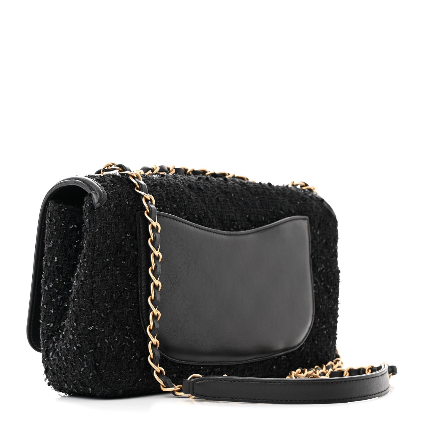 Tweed Calfskin Quilted Medium CC Filigree Flap Black