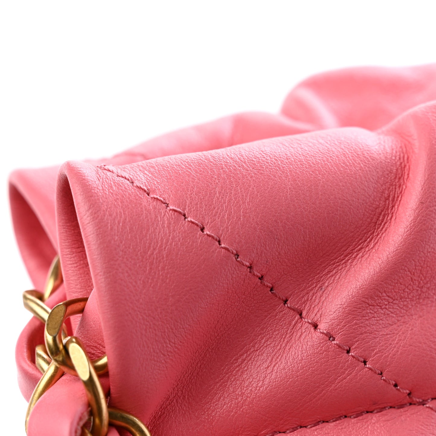 Shiny Calfskin Quilted Chanel 22 Coral Pink
