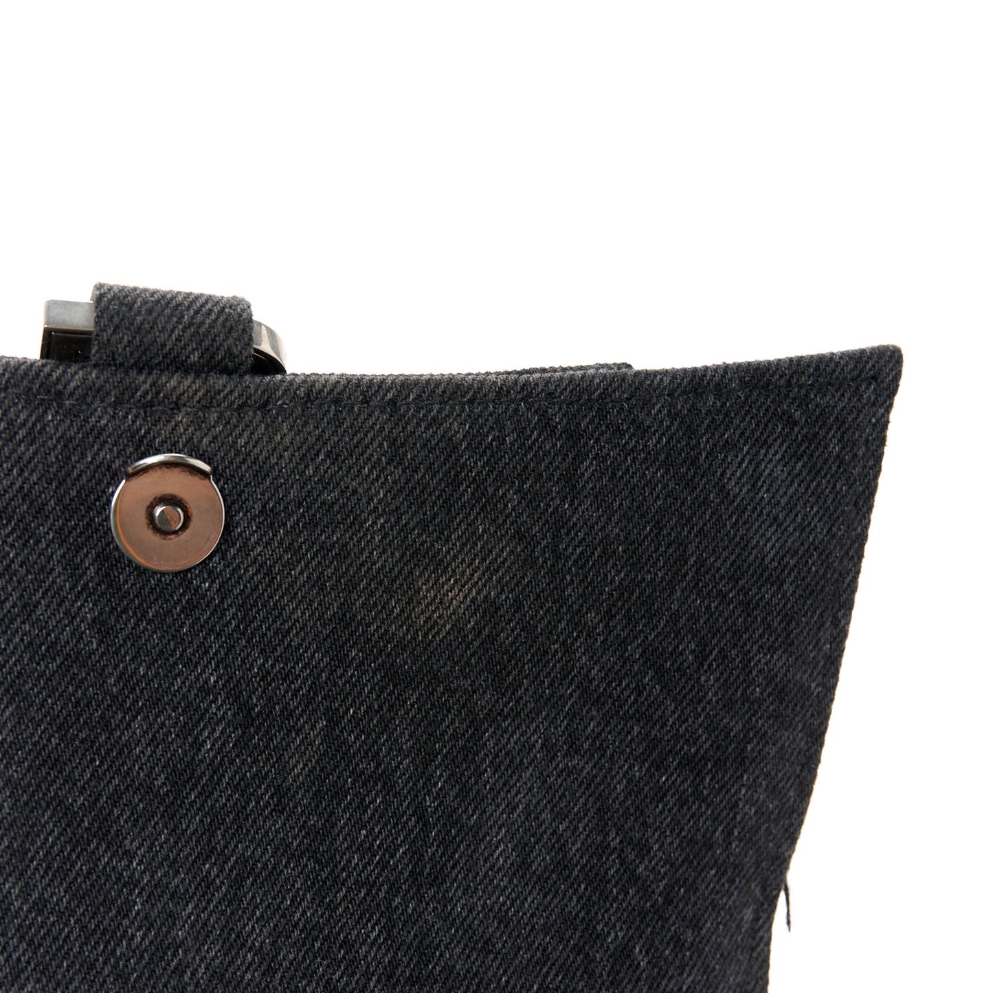 Denim Patchwork Small Hourglass Top Handle Bag Washed Black