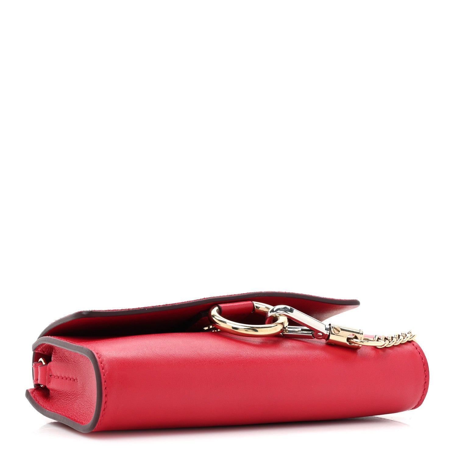 Chloe Suede Calfskin Mini Faye Shoulder Bag Tulip Red 4 of 9