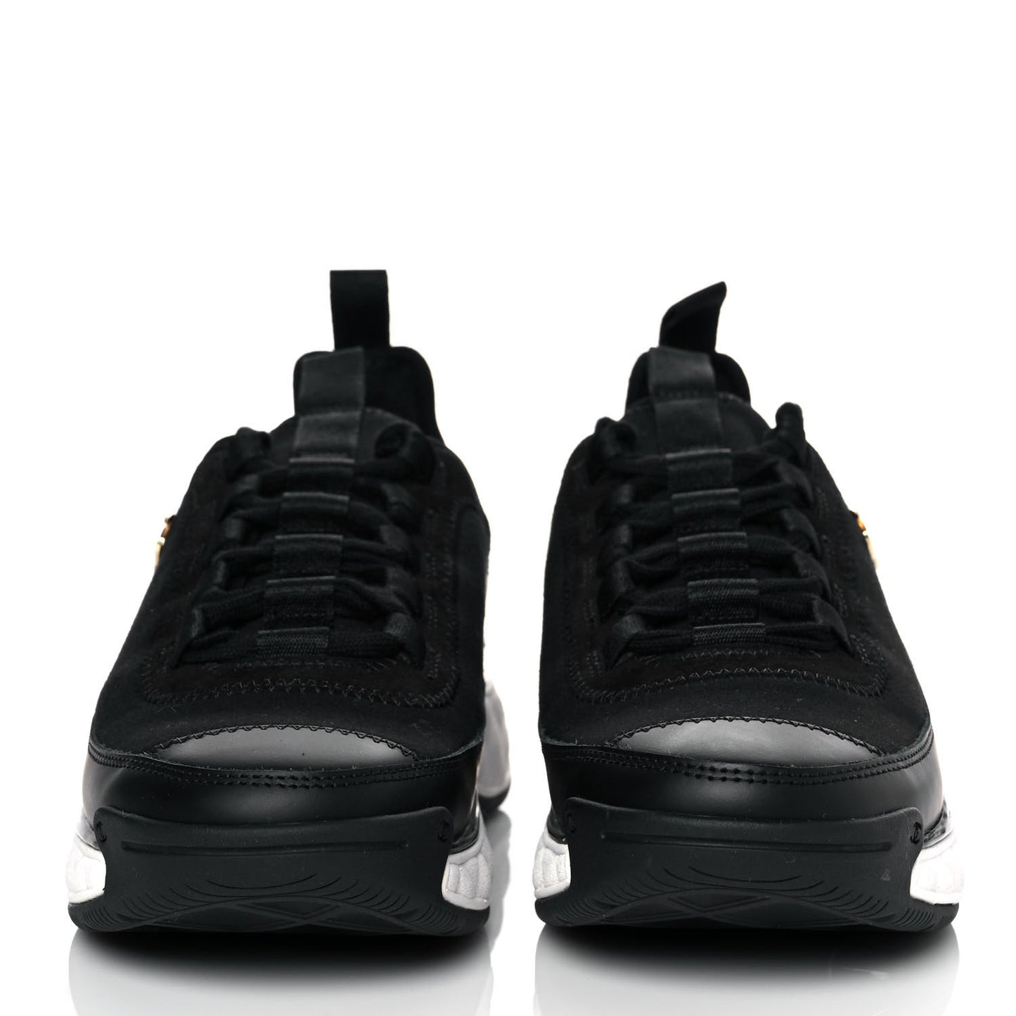 Velvet Calfskin Mixed Fibers CC Sneakers 36 Black