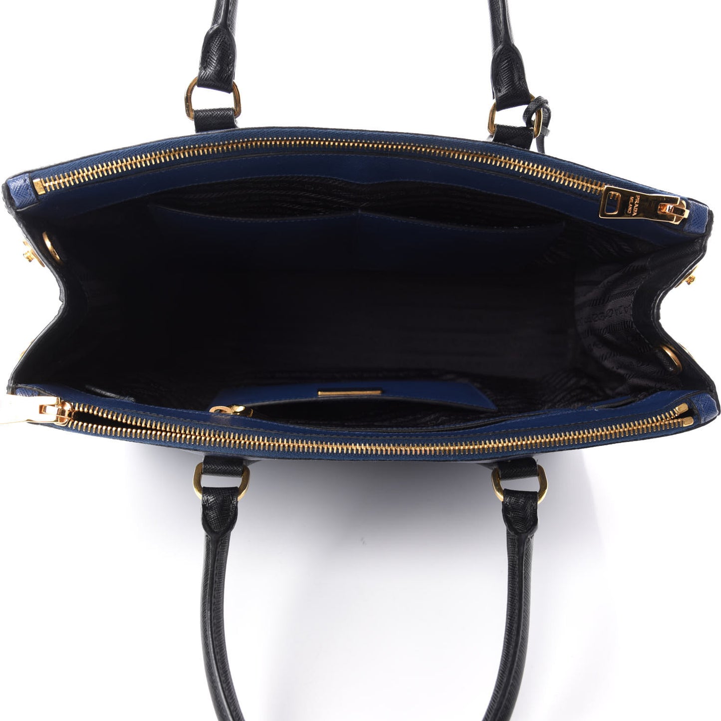 Saffiano Lux Bi-Color Medium Tote Bluette Black