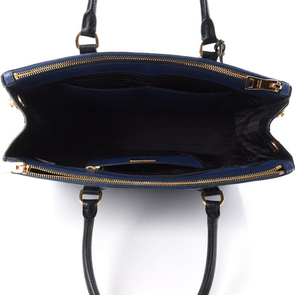 Prada Saffiano Lux Bi-Color Medium Tote Bluette Black 5 of 11