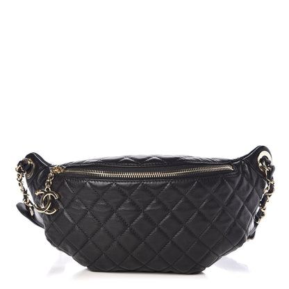 Chanel Calfskin Quilted Banane Waist Bag Fanny Pack Black 1 of 9
