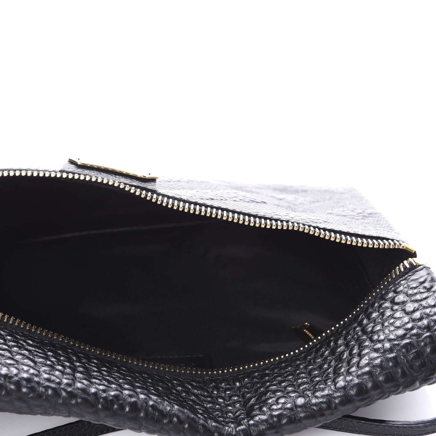 Burberry Signature Grain Calfskin Check Embossed Medium Balmoral Clutch Bag Black 5 of 9