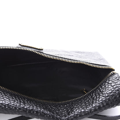 Burberry Signature Grain Calfskin Check Embossed Medium Balmoral Clutch Bag Black 5 of 9