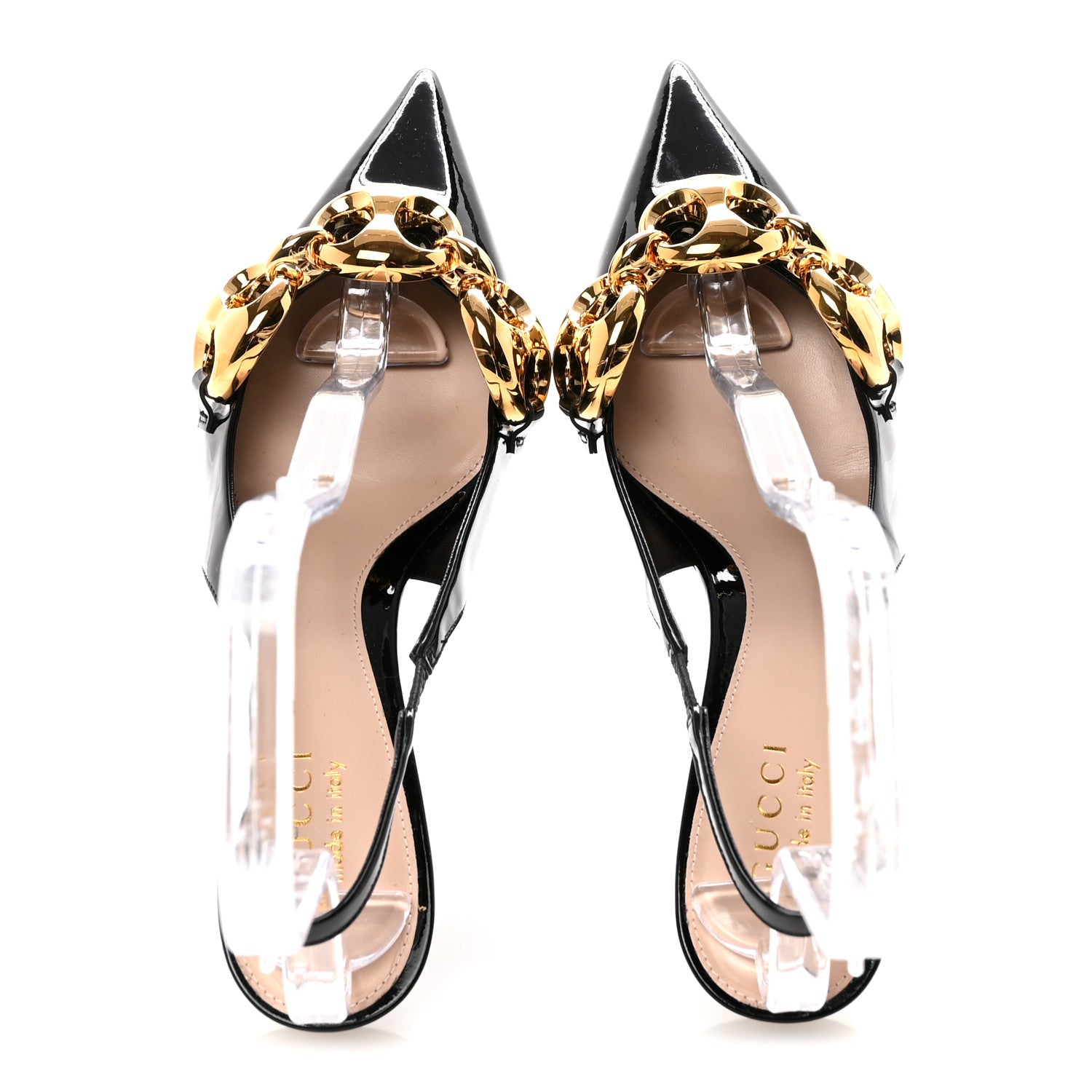 Gucci Vernice Crystal Nappa Charlotte Marina Slingback Pumps 37 Black 2 of 10