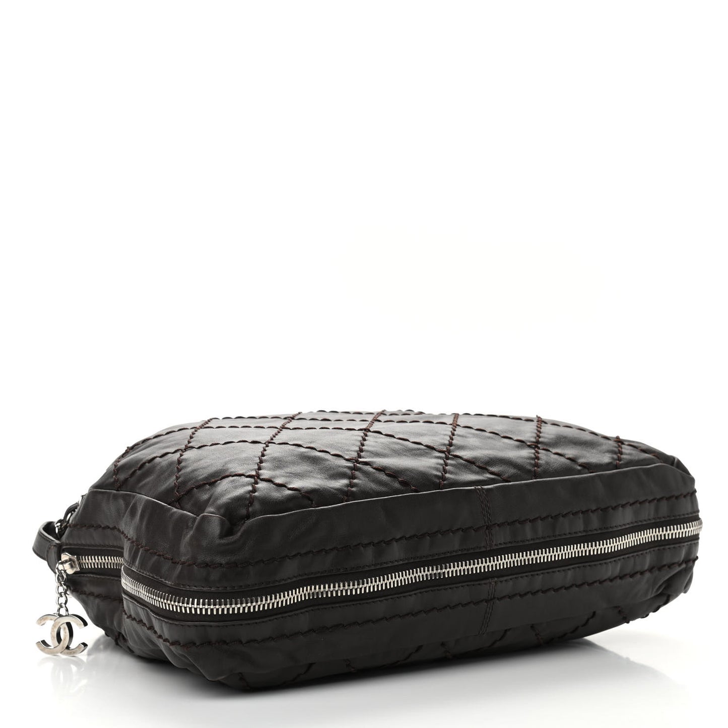Calfskin Stitched Expandable Tote Brown