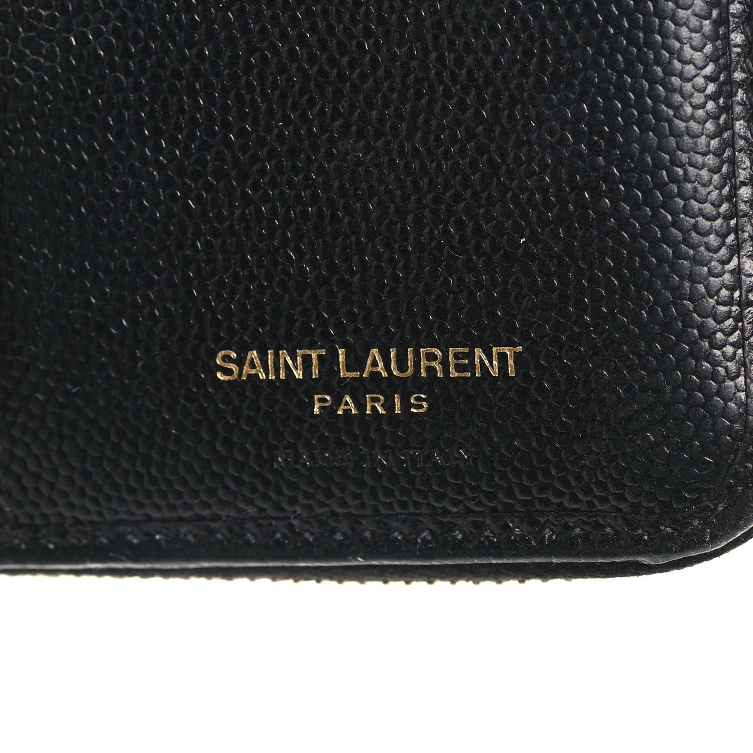 Saint Laurent Grain De Poudre Matelasse Chevron Monogram Compact Zip Around Wallet Black 7 of 7