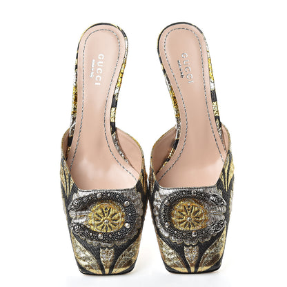 Gucci Jacquard Floral Dionysus Mules 36 Black 5 of 9