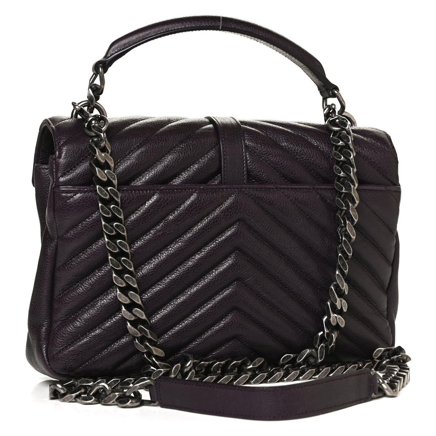 Sheepskin Matelasse Chevron Monogram Medium College Bag Amaranto