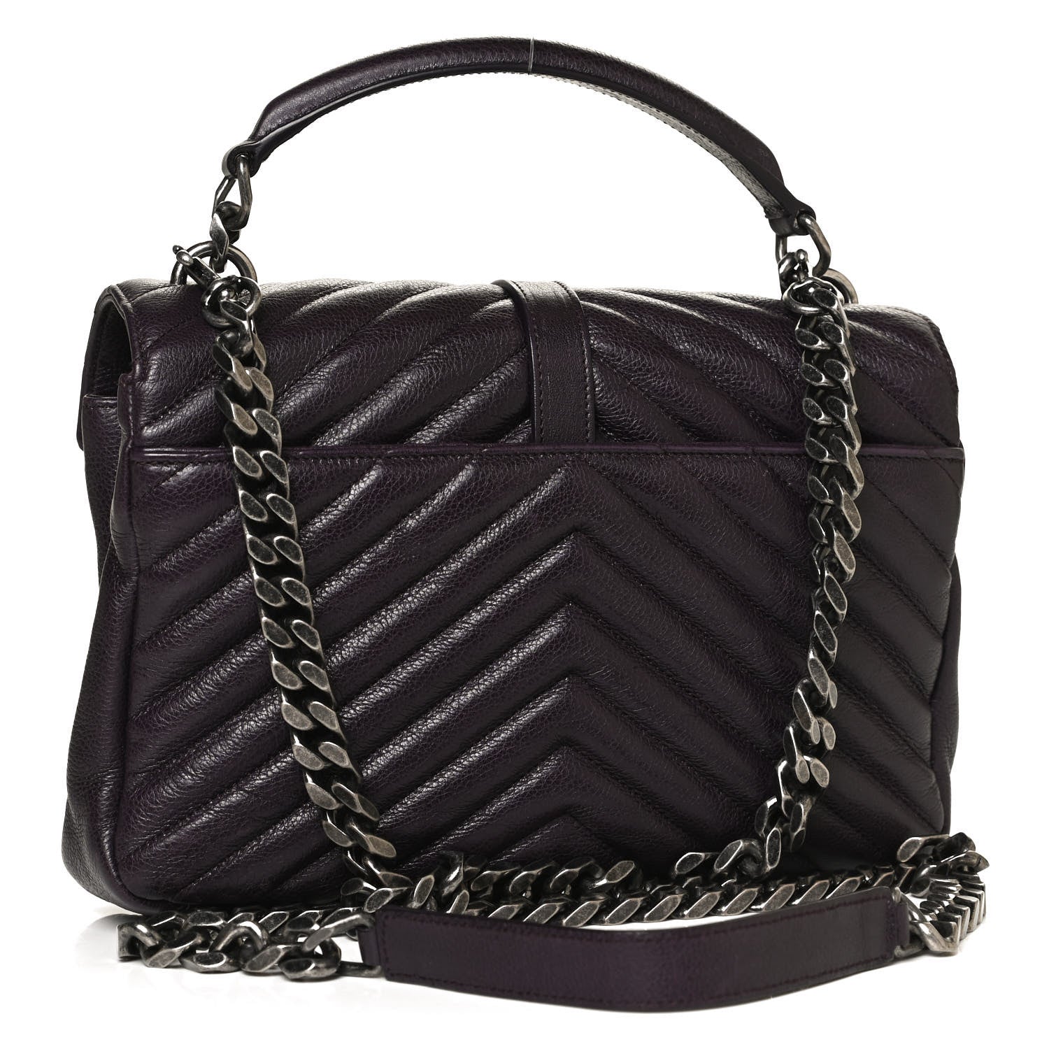 Saint Laurent Sheepskin Matelasse Chevron Monogram Medium College Bag Amaranto 2 of 11