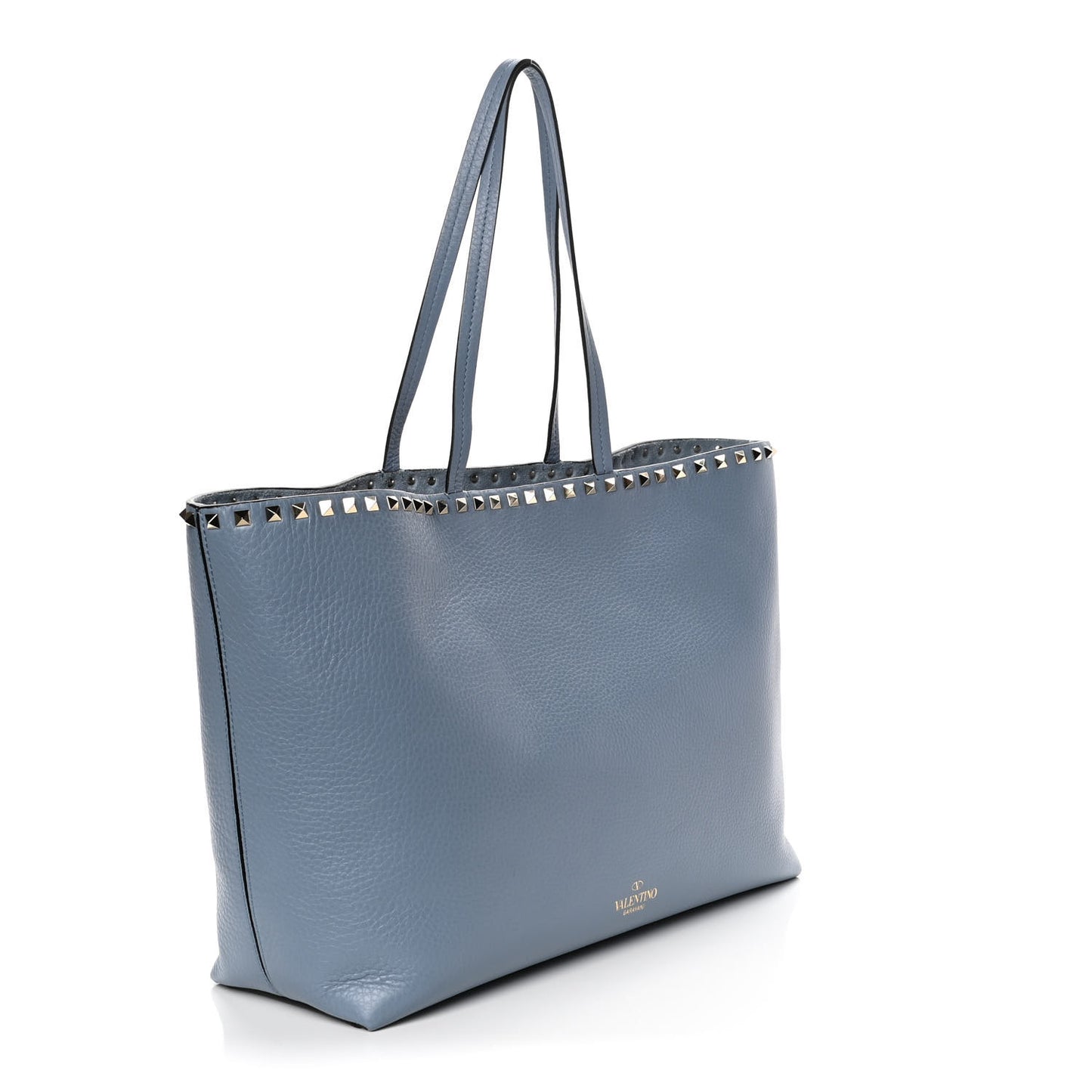 Grained Calfskin Rockstud Shoulder Tote Niagara