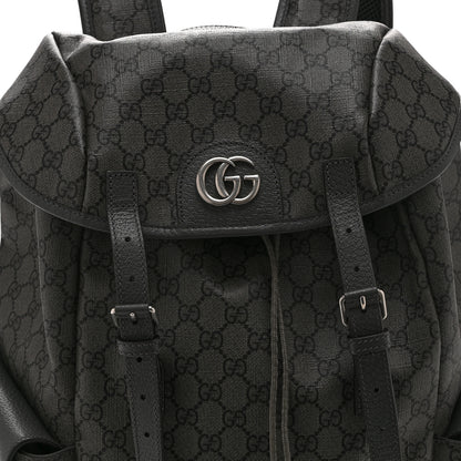 Gucci GG Supreme Monogram Textured Dollar Calfskin Medium Ophidia Double Buckle Backpack Grey Black Graphite Grey 8 of 10
