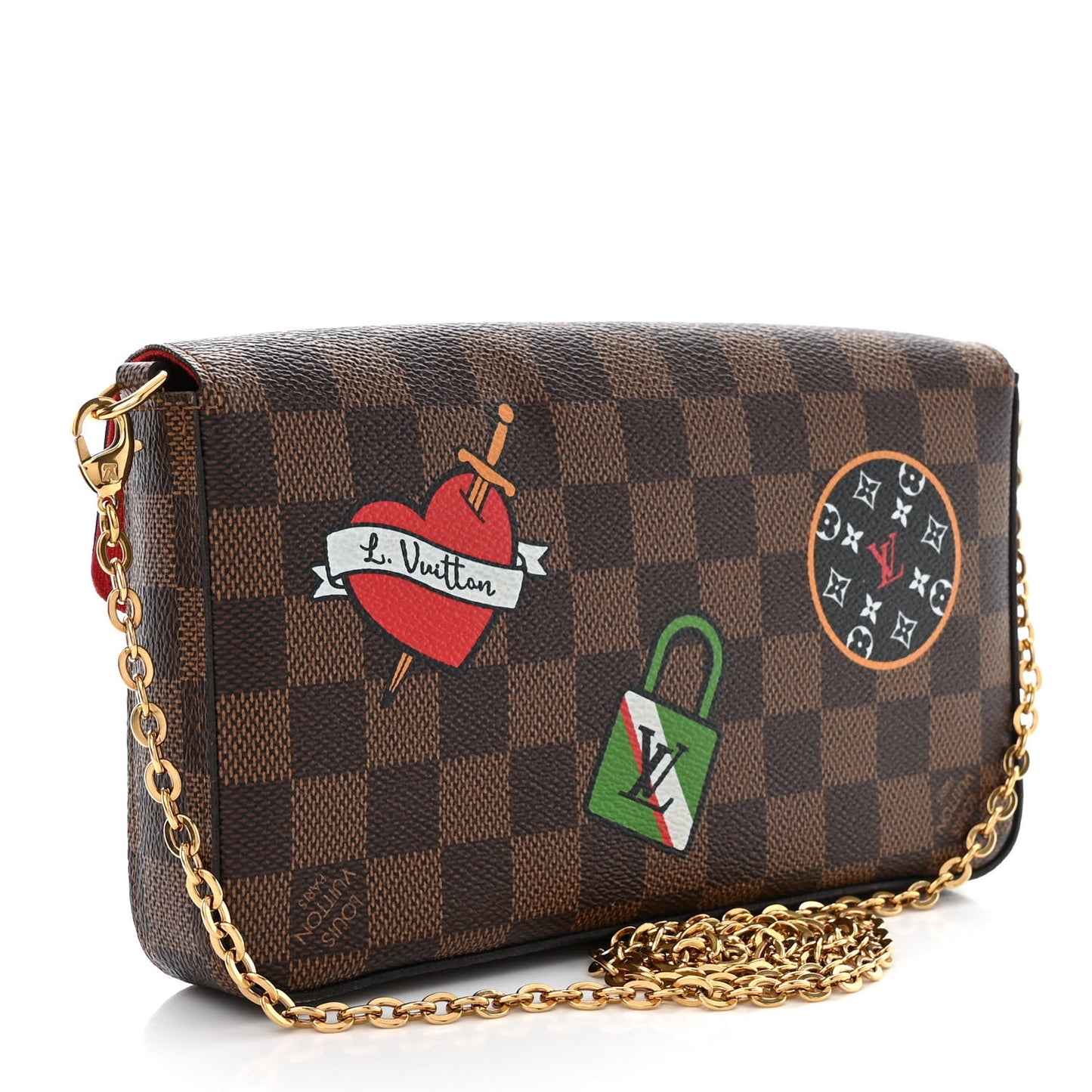 Damier Ebene LV Stories Pochette Felicie Chain Wallet
