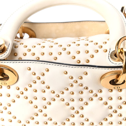 Christian Dior Calfskin Cannage Studded Medium Supple Lady Dior White 11 of 13