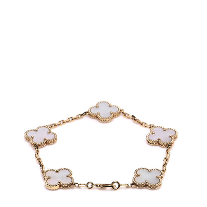 Van Cleef & Arpels 18K Yellow Gold Mother of Pearl 5 Motifs Vintage Alhambra Bracelet 3 of 6