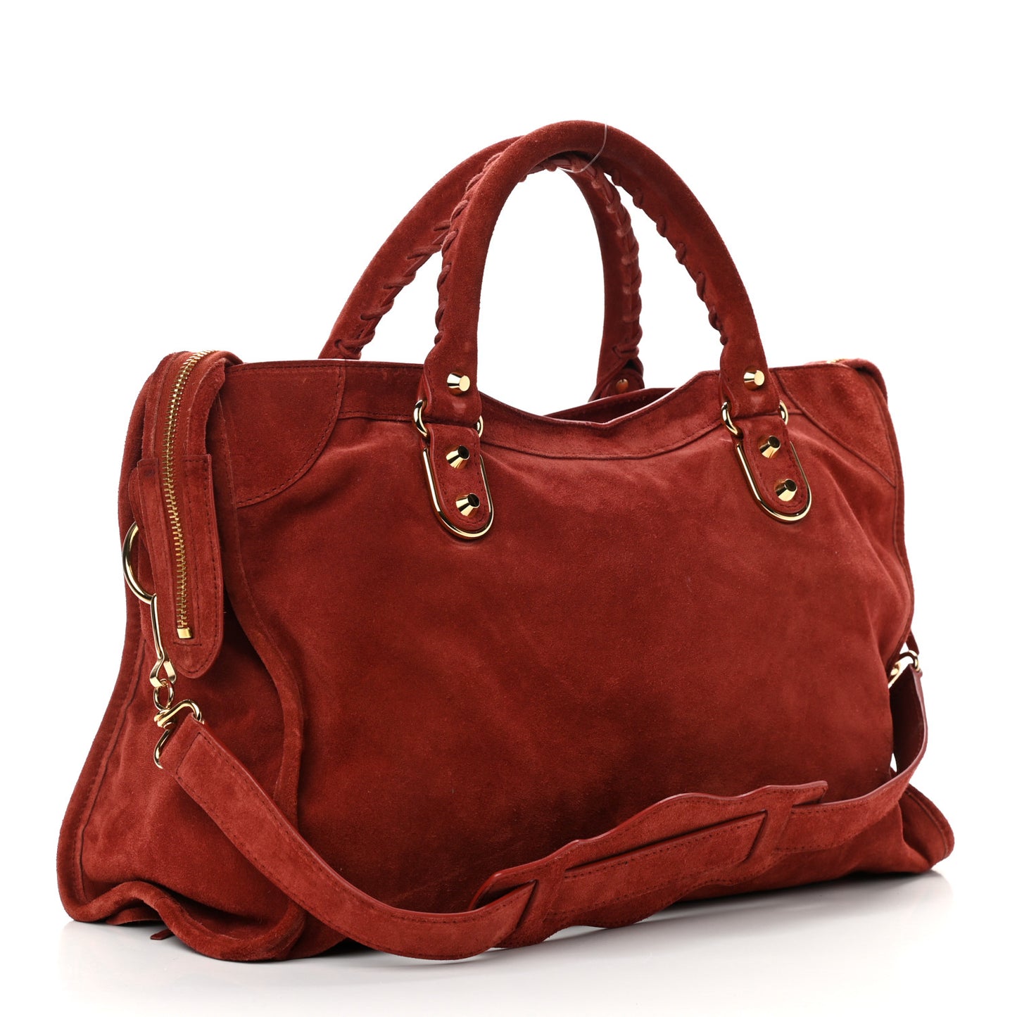 Baby Daim Suede Gold Metallic Edge Hardware City Bois De Rose Fonce