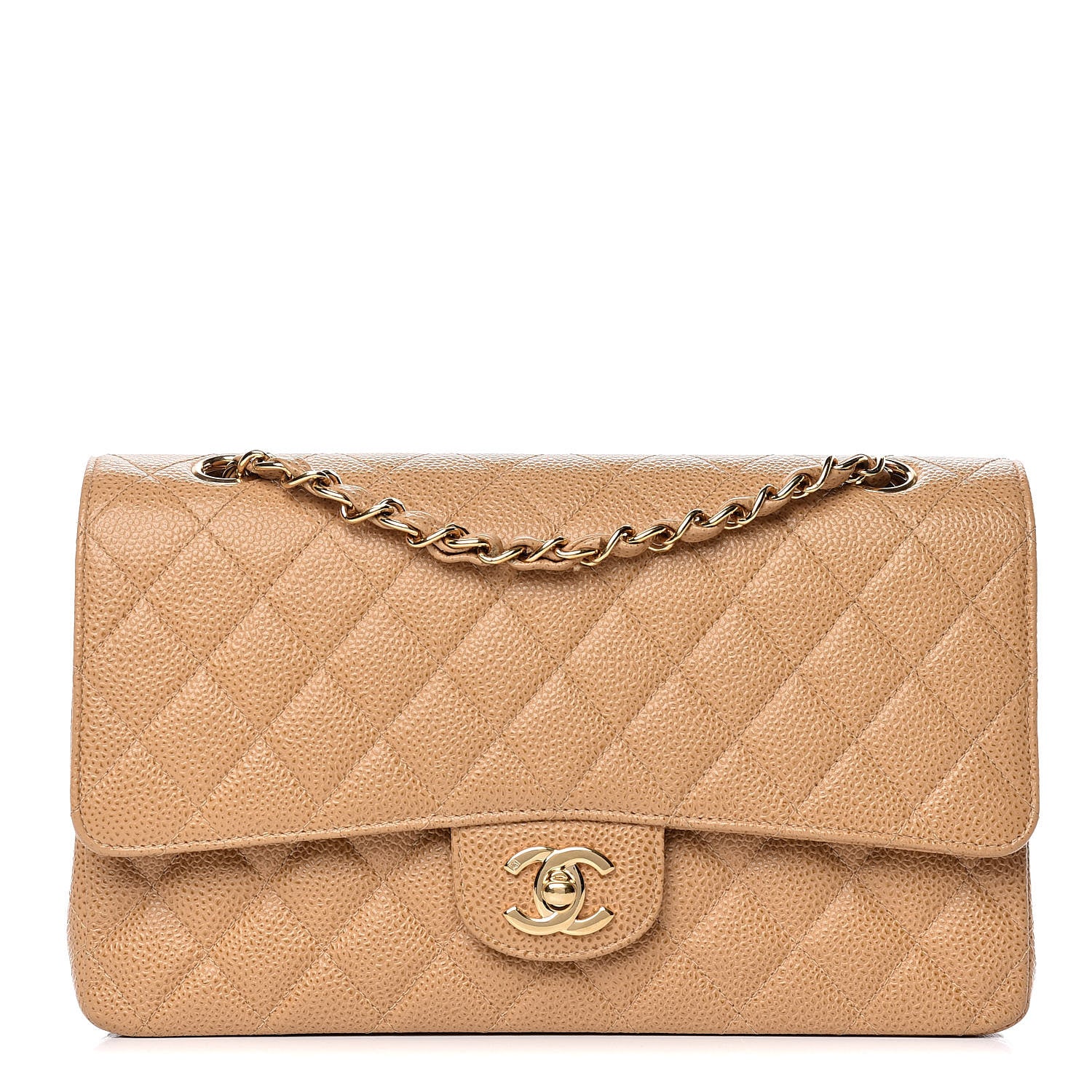 Chanel Caviar Quilted Medium Double Flap Beige 1 of 9