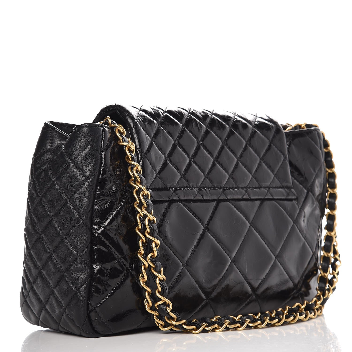 Chanel Glazed Crinkled Calfskin Medium East West Flap Black 3 of 7