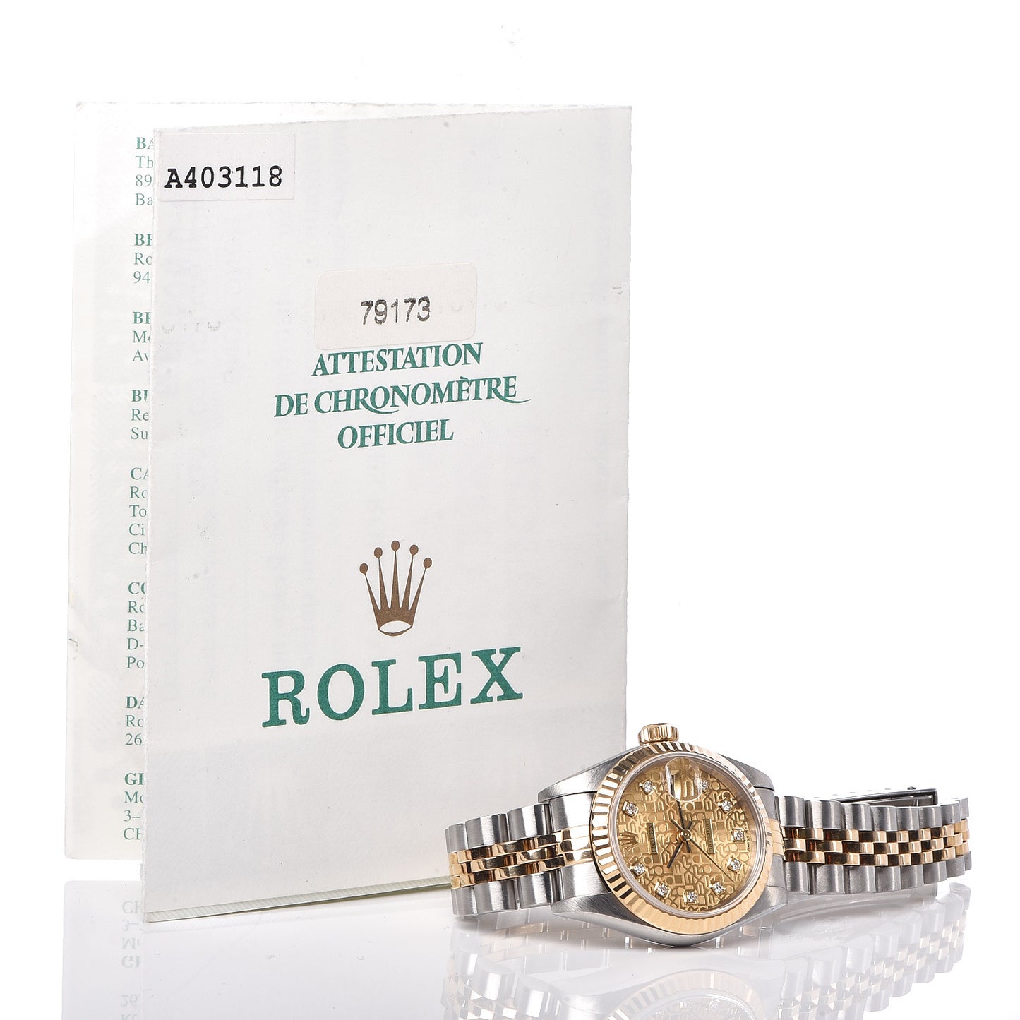 Stainless Steel 18K Yellow Gold Diamond 26mm Oyster Perpetual Datejust Watch Champagne Jubilee 179173