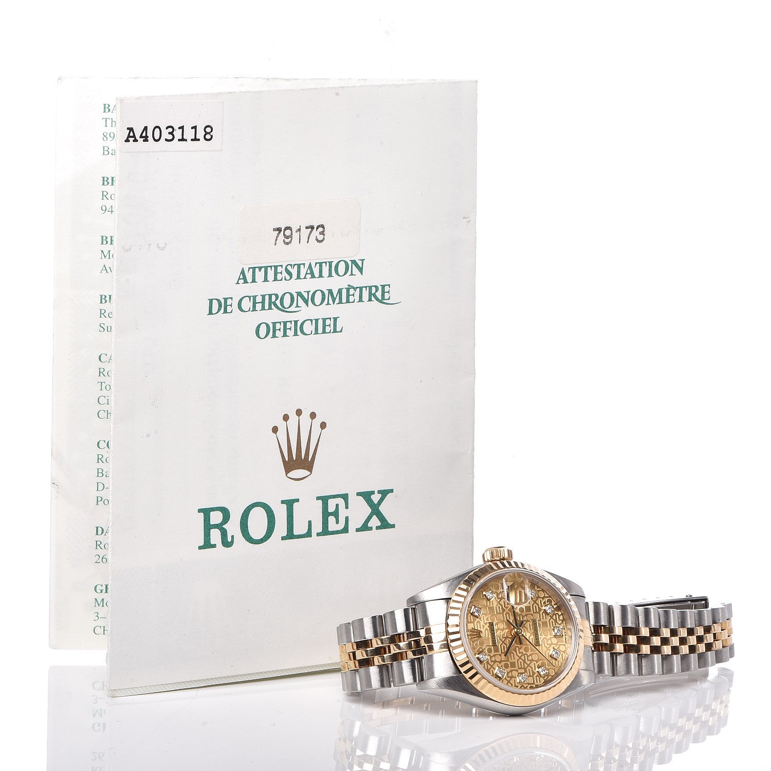 Rolex Stainless Steel 18K Yellow Gold Diamond 26mm Oyster Perpetual Datejust Watch Champagne Jubilee 179173 6 of 6