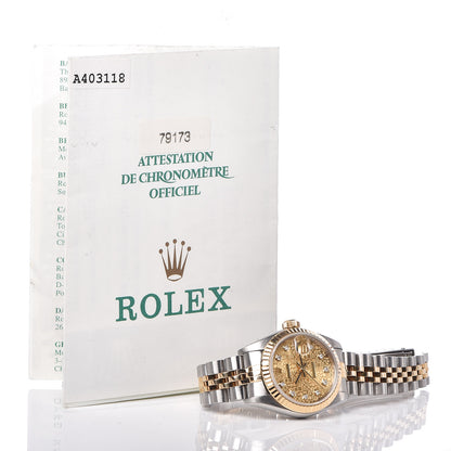 Rolex Stainless Steel 18K Yellow Gold Diamond 26mm Oyster Perpetual Datejust Watch Champagne Jubilee 179173 6 of 6