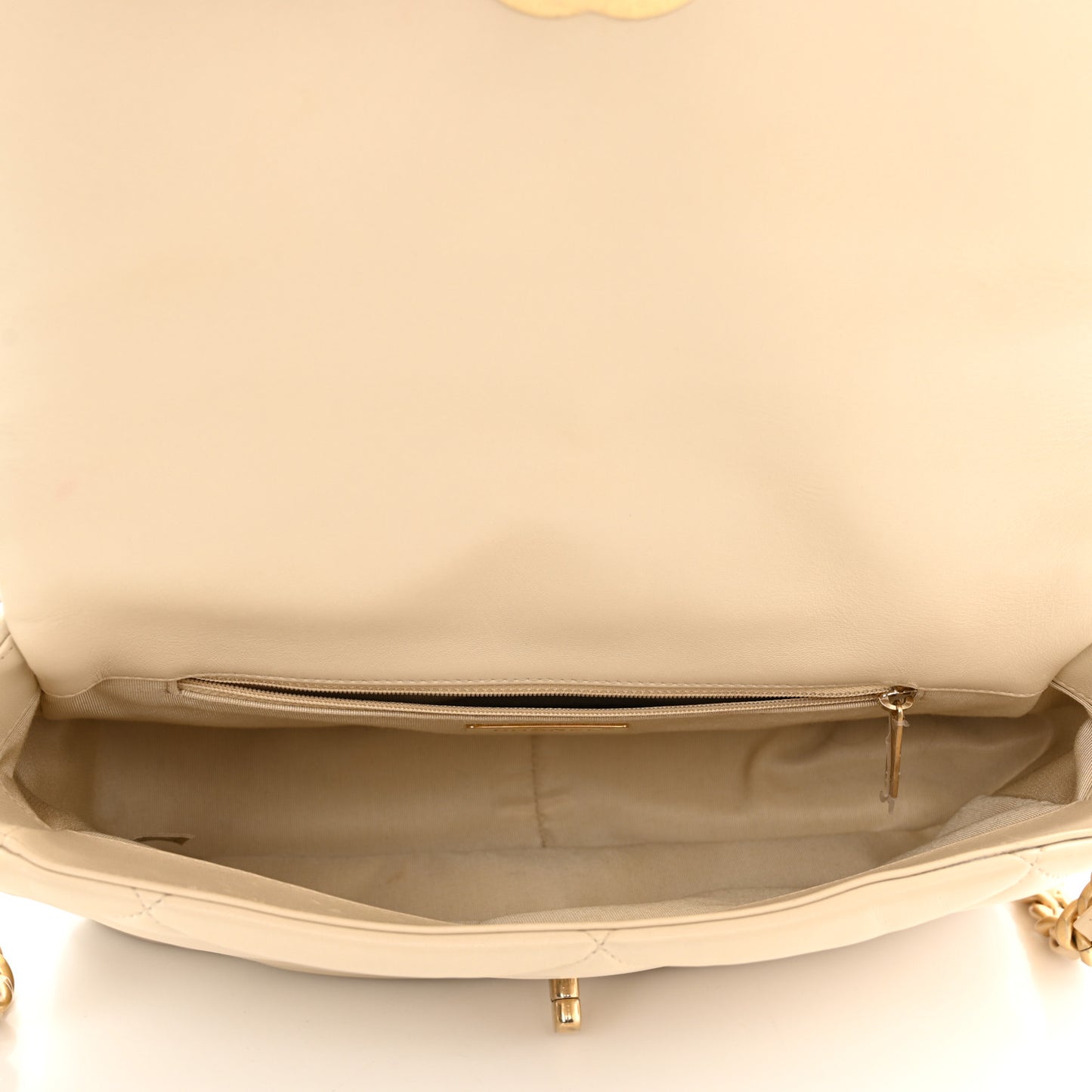 Lambskin Quilted Large Chanel 19 Flap Beige