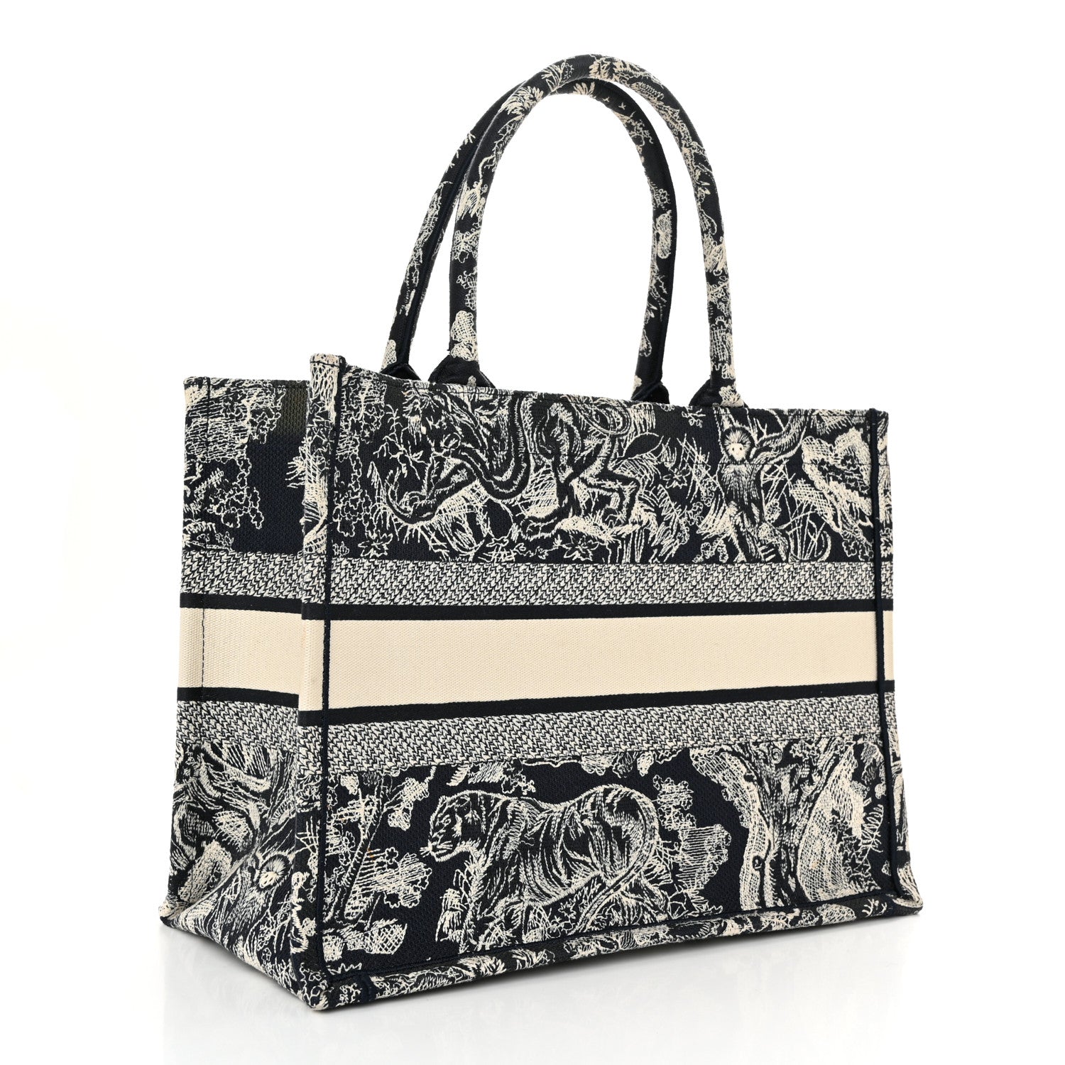 Christian Dior Canvas Embroidered Medium Toile De Jouy Reverse Book Tote Blue 3 of 13