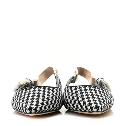 Christian Dior Wool Ribbon Houndstooth J'Adior Slingback Ballet Flats 38 Black White 3 of 14