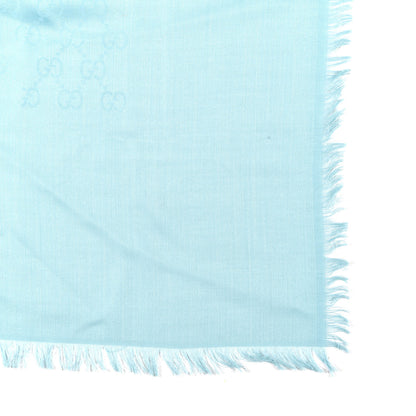 Gucci Wool Silk GG Monogram GGLight Fringe Shawl Light Blue 4 of 7