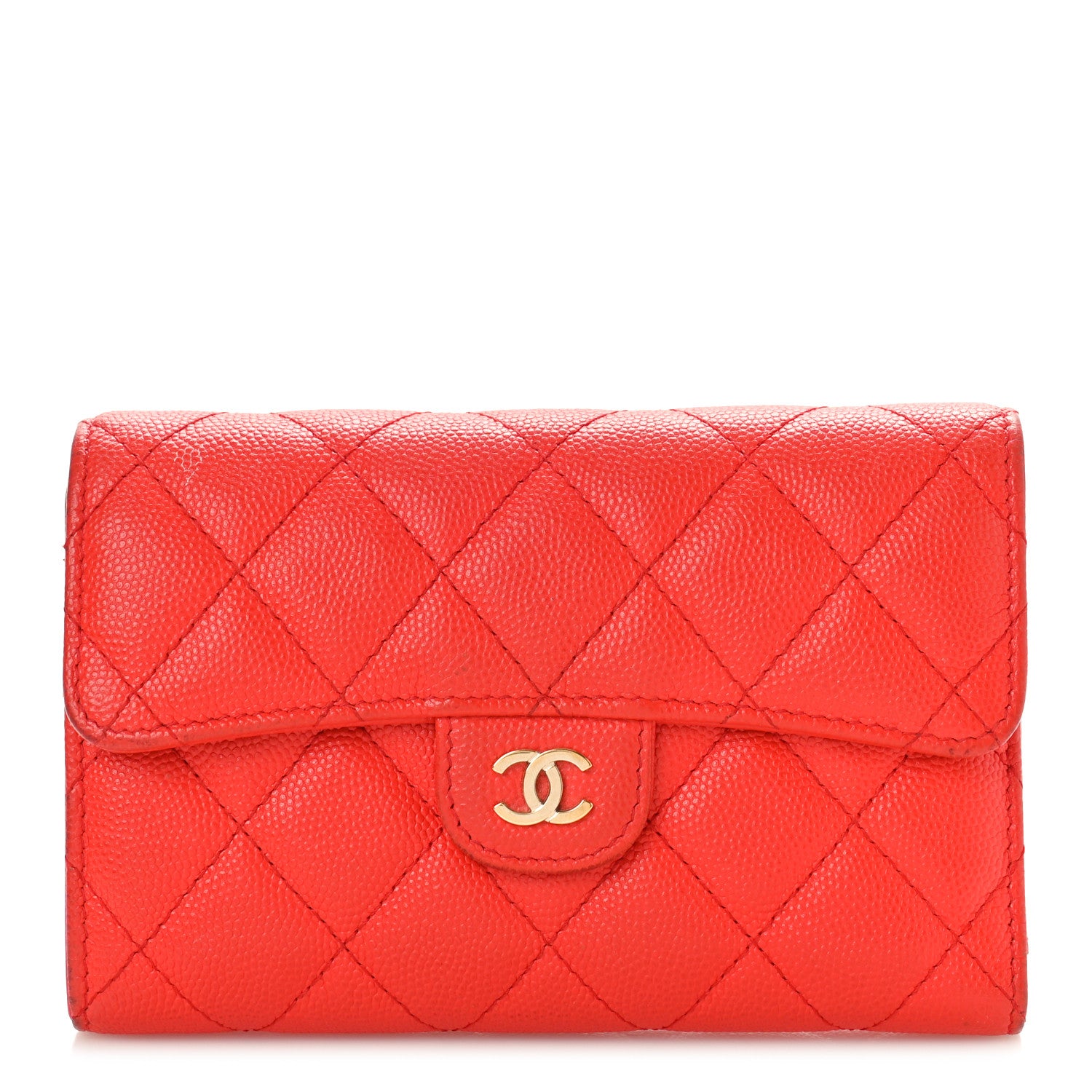 Chanel Caviar Quilted Medium Flap Wallet Red 1 of 15